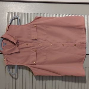 Pink and Gold Button Down Blouse/Tank Top